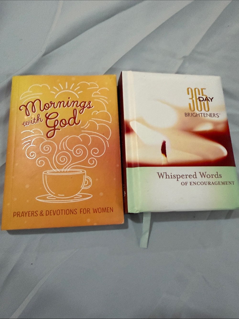 Mornings with God & 365 Day Brighteners Devotional Set - Orange & White